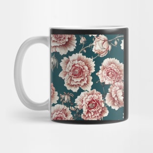 Antique Vintage White Ivory Blush Floral Illustration Mug